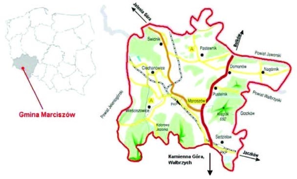 Źródło: S. Chybiński, A. Krzyśkow, M. Gredka, Plan gospodarki odpadami dla Gminy Marciszów, aktualizacja na lata 2008-2011, Pro GEO Sp. z o.o., Wrocław 2008.