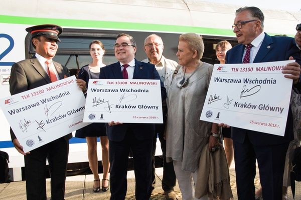 Uroczysty przejazd pociągu TLK Malinowski