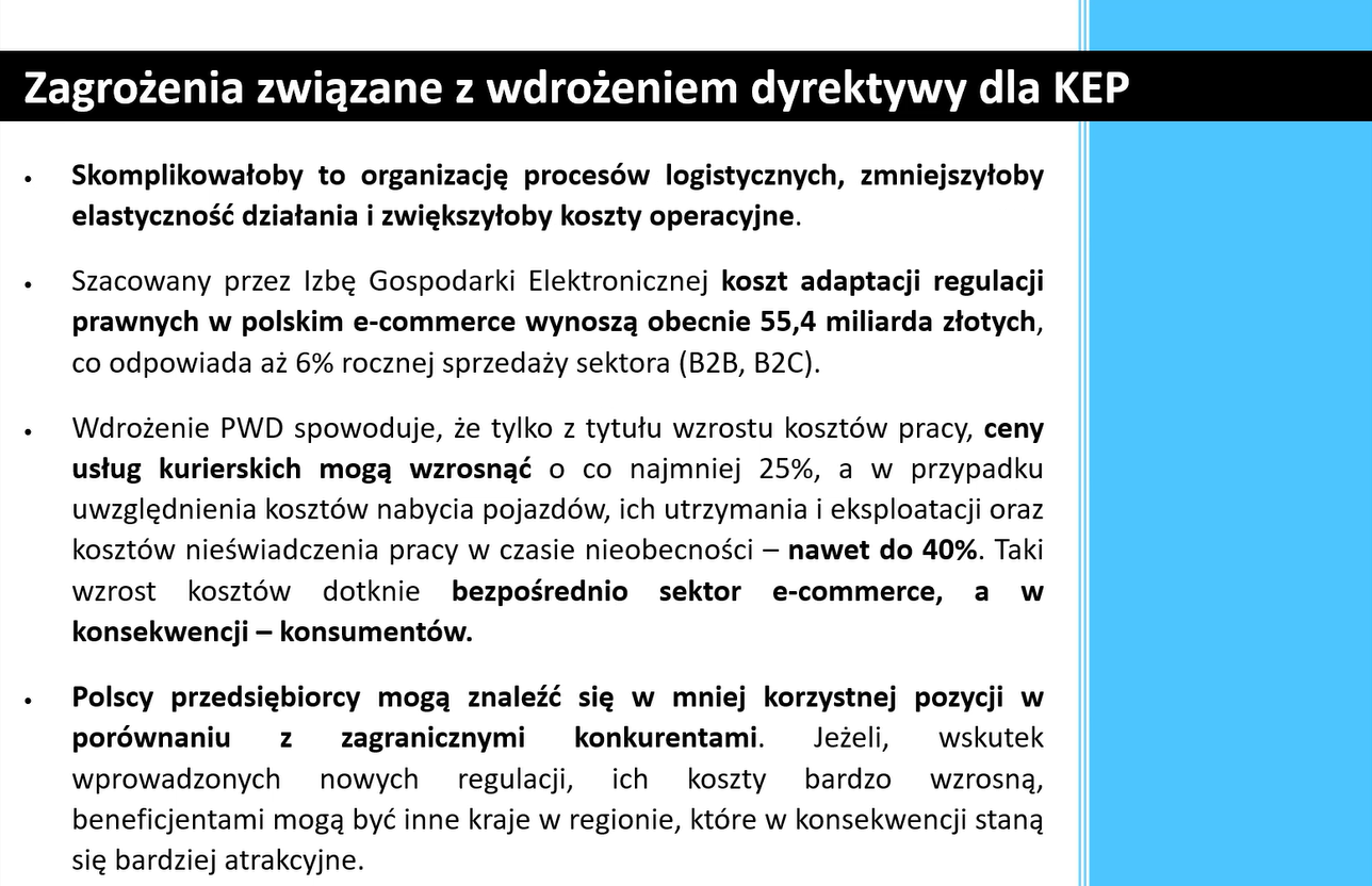 Raport KEP - zagrożenia związane z wdrożeniem dyrektywy