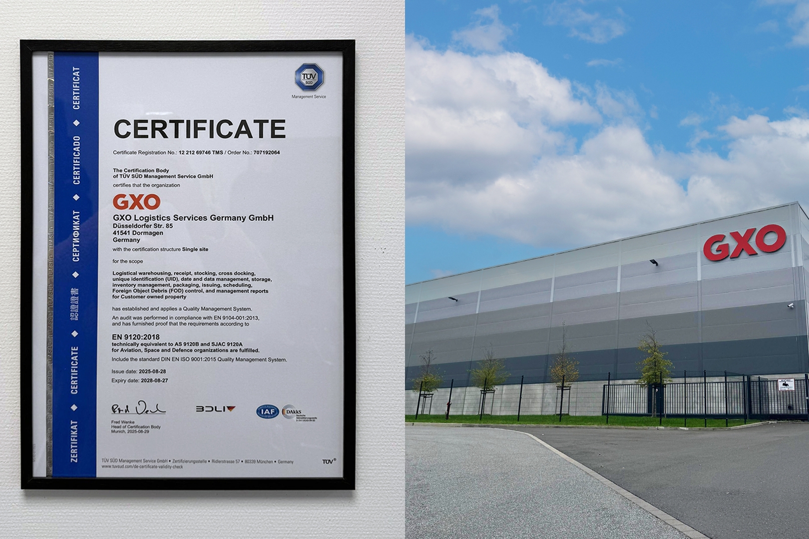 Nowoczesne centrum logistyczne GXO uzyskało certyfikat lotniczy